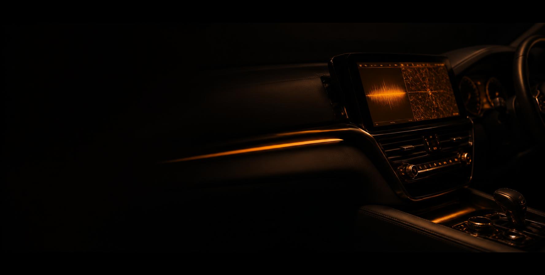 An illuminated audio system inside a car